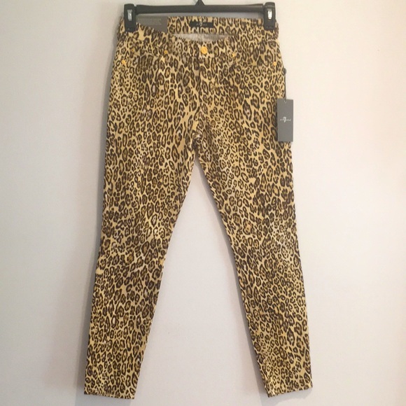 7 For All Mankind Denim - 🆕 7 For All Mankind Cheetah Print Cropped Skinny Jean size 27